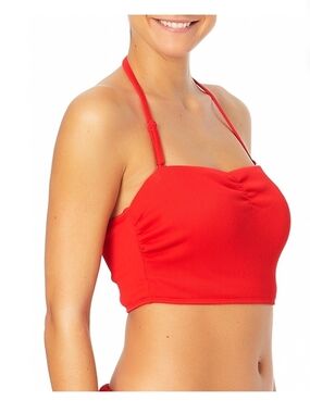 No Boundaries NEW Red Bandeau Halter Bikini Top Swim Crop Size Juniors Large